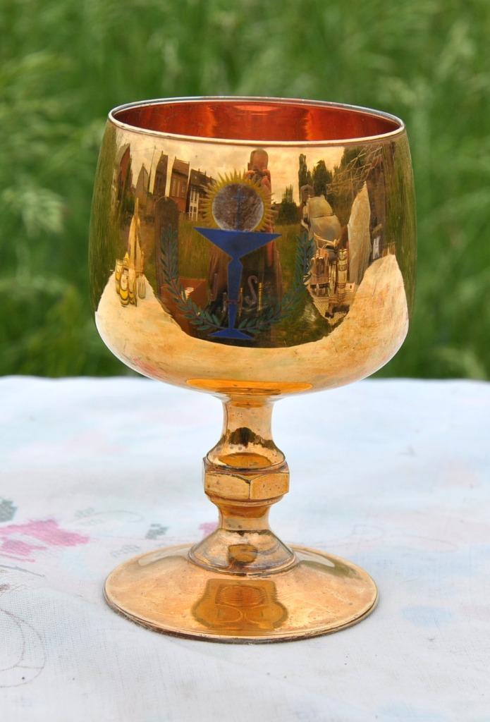 calice de communion verre doré (1), Enlèvement ou Envoi, Comme neuf, Autres types, Christianisme | Catholique