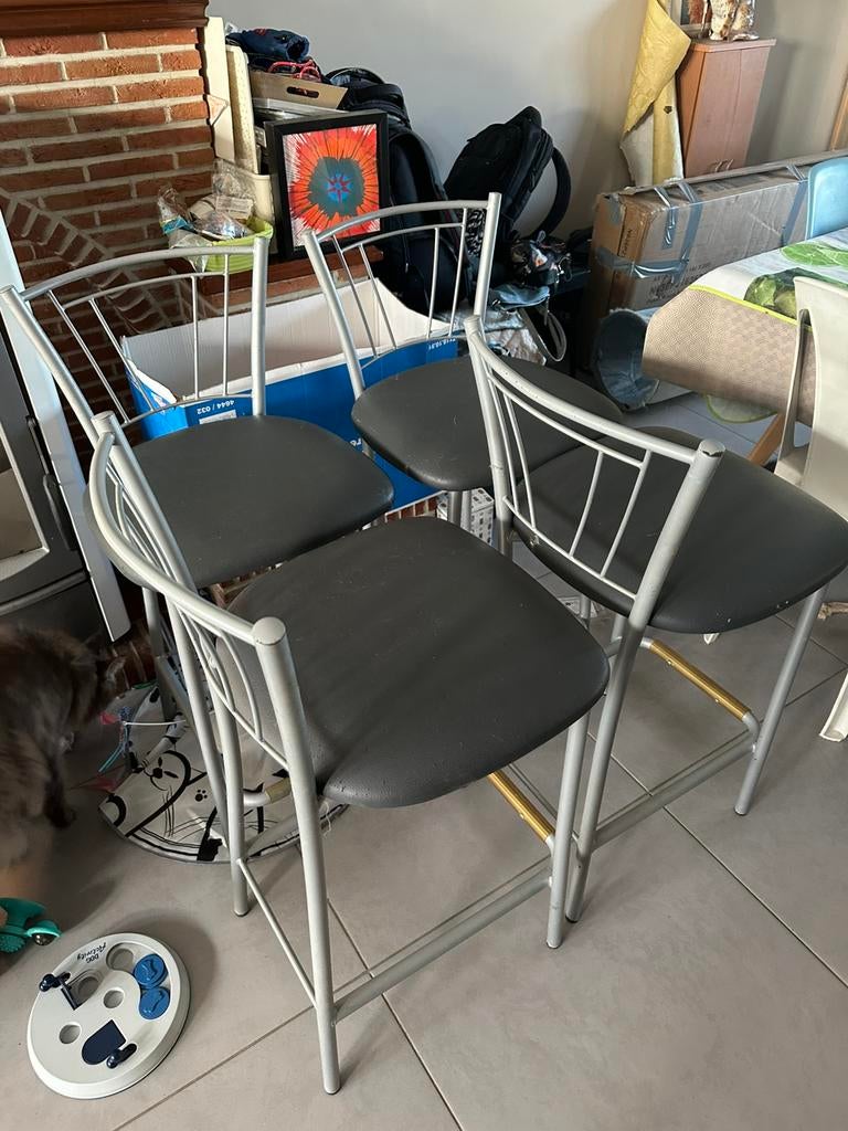 4 chaises de bar gris anthracite, Maison & Meubles, 4 tabourets, Enlèvement, Comme neuf