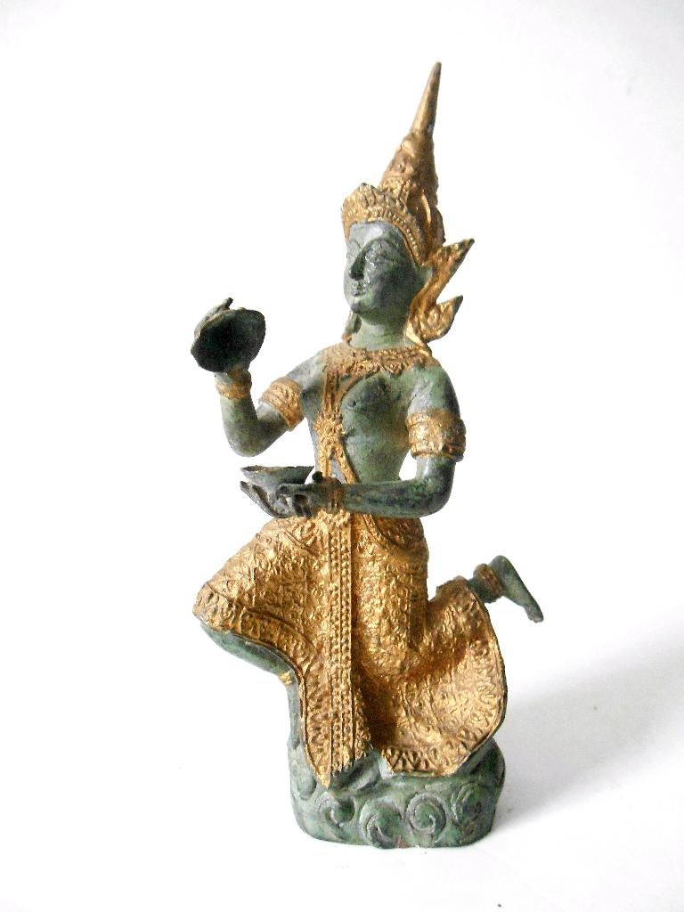 Aziatisch bronzen beeld met muzikant, Antiek en Kunst, Ophalen of Verzenden, Brons