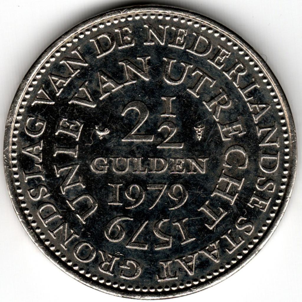 Nederland: 2 1/2 Gulden 1979 Unie v Utrecht KM#197 Ref 16317, Postzegels en Munten, Munten | Nederland, Ophalen of Verzenden, Koningin Juliana