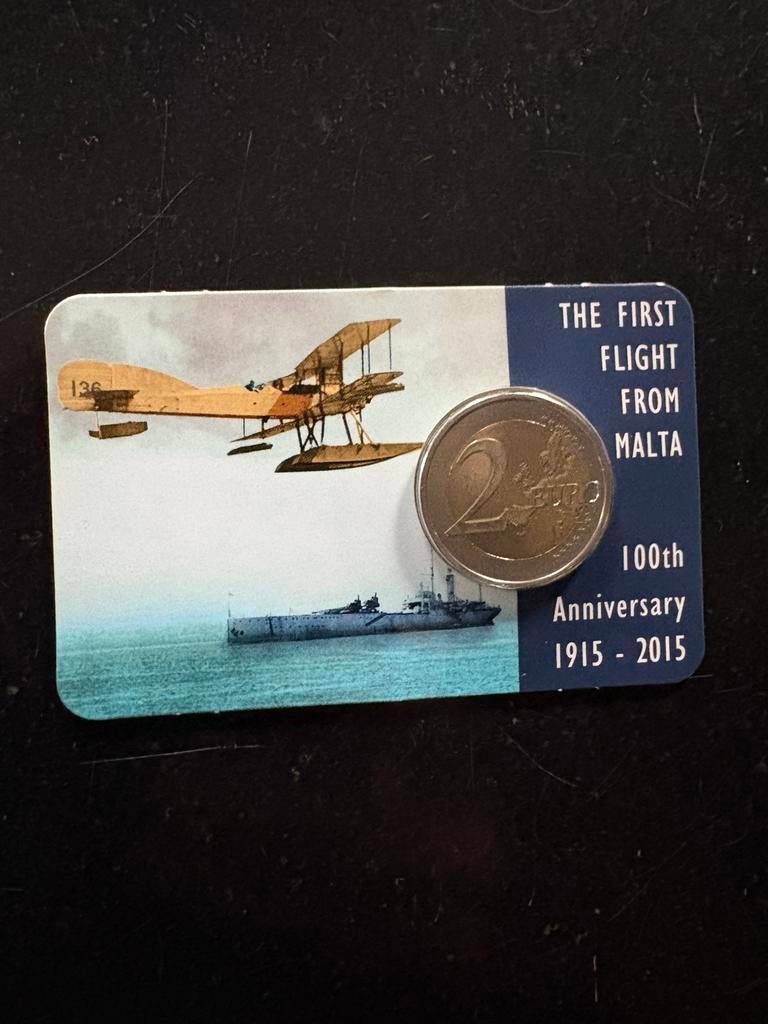 Malta 2 € 2015 - 100 jaar vlieggeschiexenis - coincard, Postzegels en Munten, Munten | Europa | Euromunten, Ophalen of Verzenden