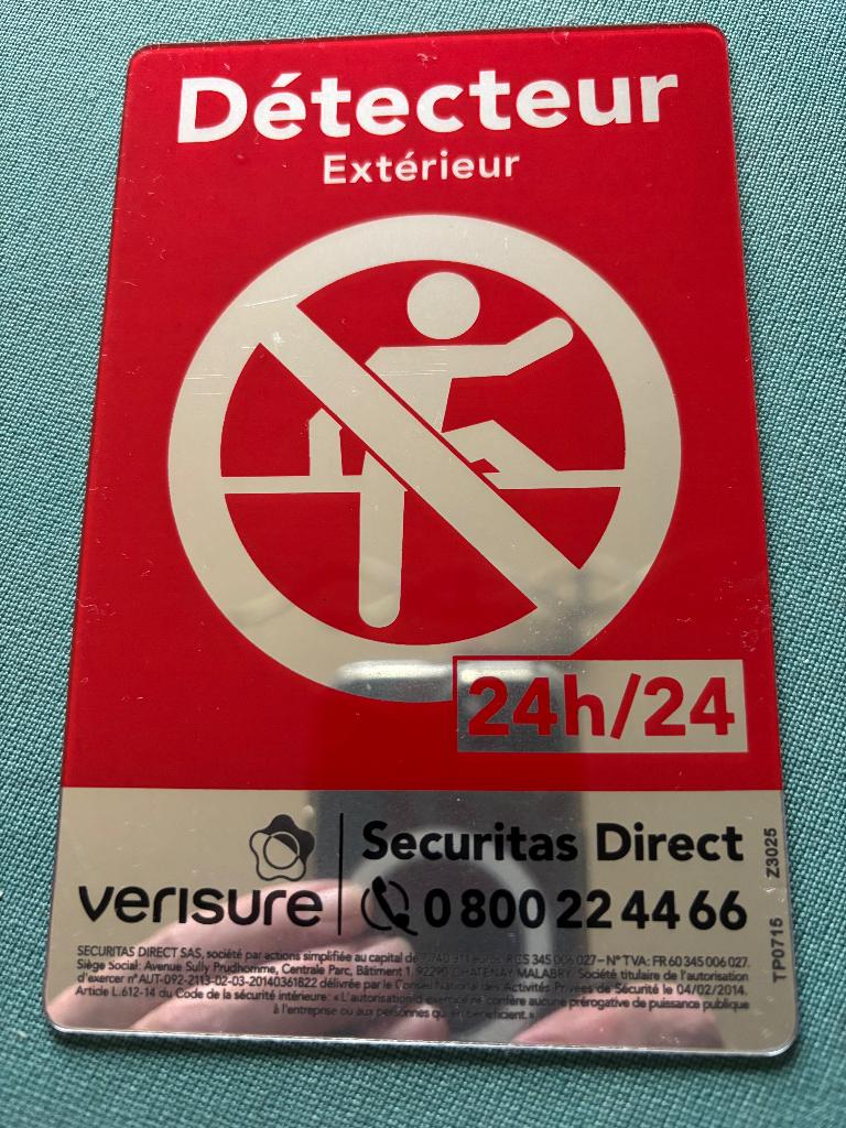 Plaque Verisure Securitas direct  alarme, Enlèvement ou Envoi, Neuf, Autres types