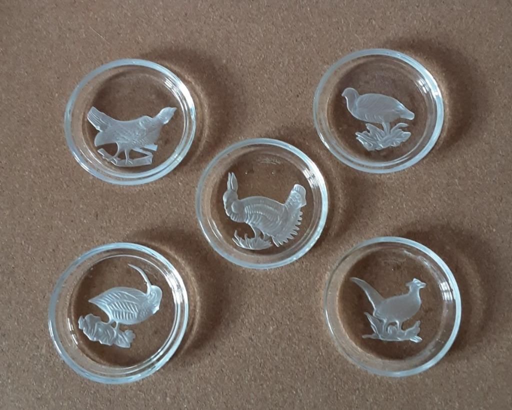 5 Val St. Lambert Kristallen glas onderzetters, Antiek en Kunst, Ophalen of Verzenden
