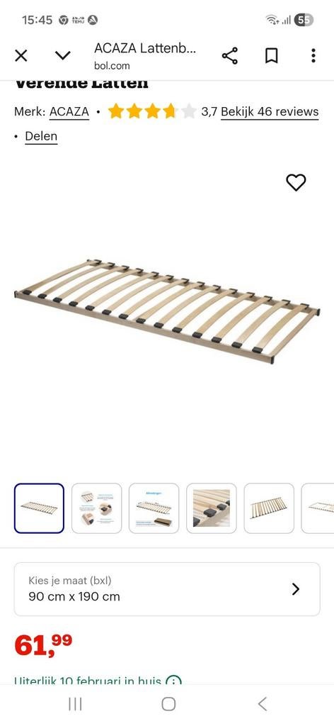 ACAZA Lattenbodem - Lattenbodem 90 x 190 cm - Bedbodem - Fle, Huis en Inrichting, Slaapkamer | Matrassen en Bedbodems, Ophalen