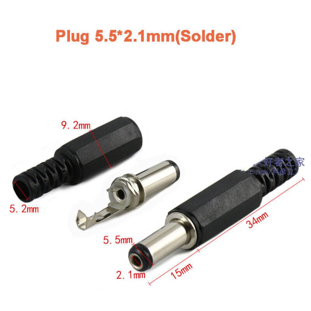 Bouchon creux DC long coaxial 5,5 x 2,1 mm, Bricolage & Construction, Électricité & Câbles, Neuf, Prise de courant, Enlèvement ou Envoi