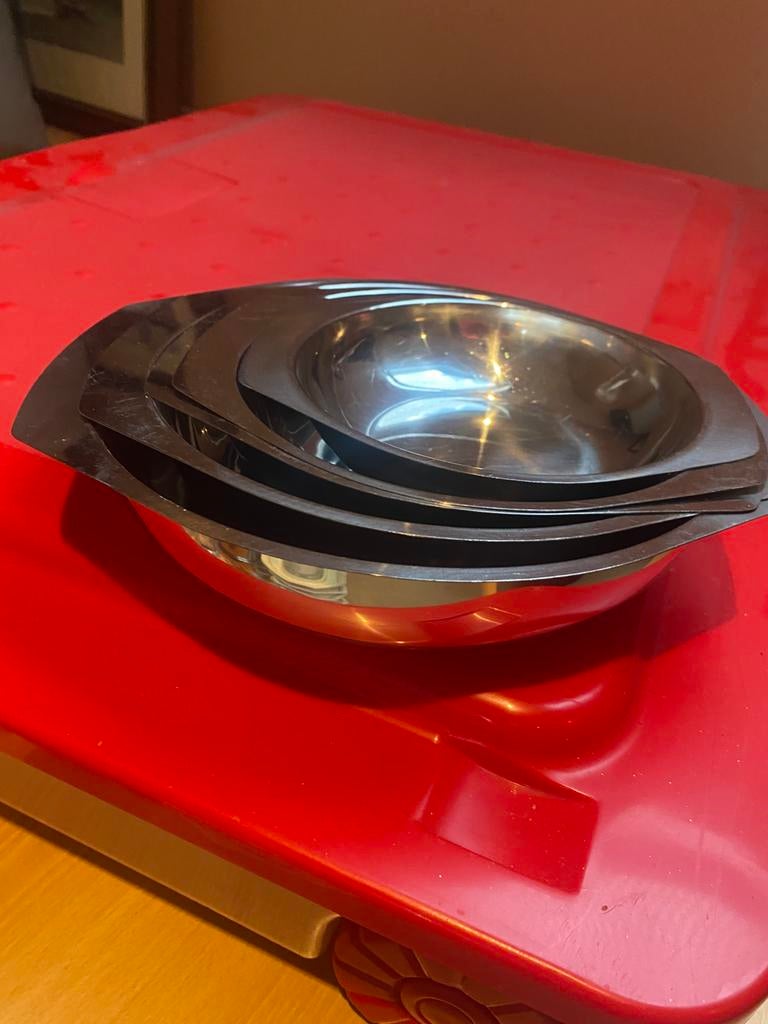 5 inox schotels, Huis en Inrichting, Ophalen, Overige materialen, Gebruikt, Schaal of Schalen