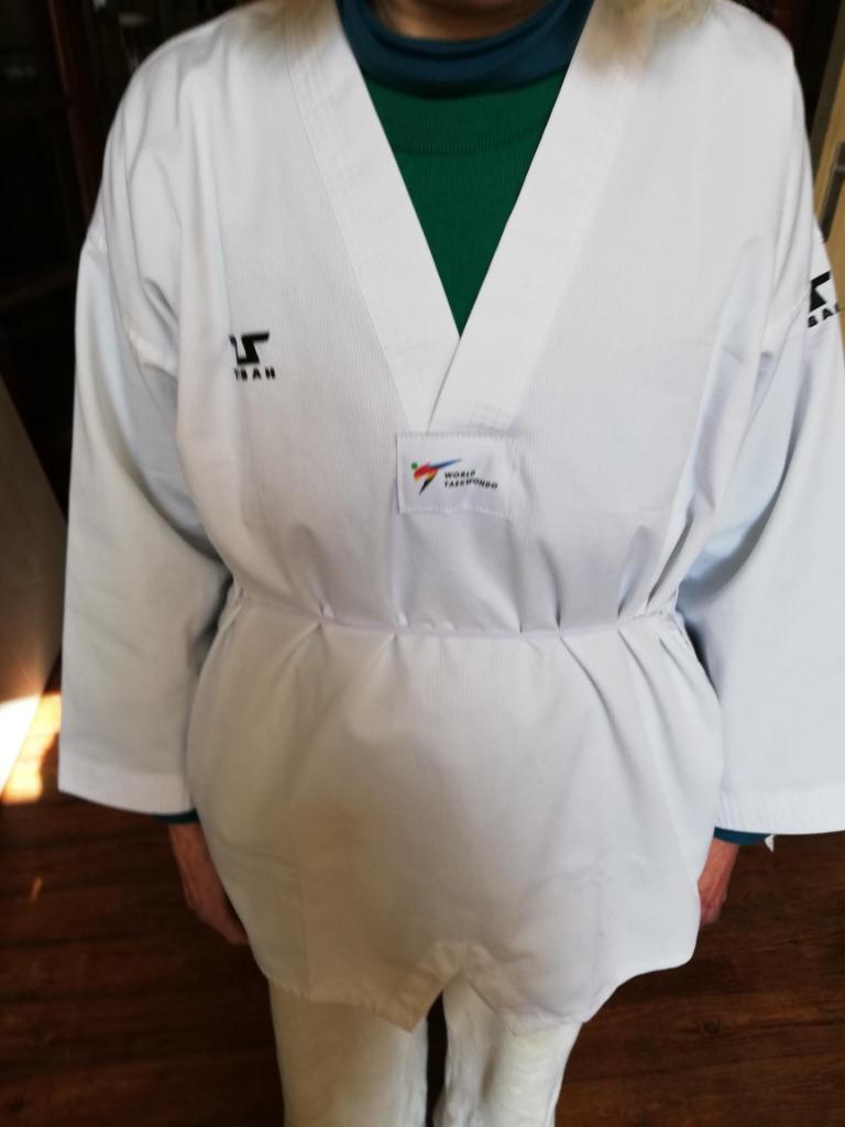 KIMONO ZONDER BROEK   TUSAH   World Taekwondo   3/170 cm, Ophalen of Verzenden, Zo goed als nieuw, Taekwondo, Vechtsportkleding