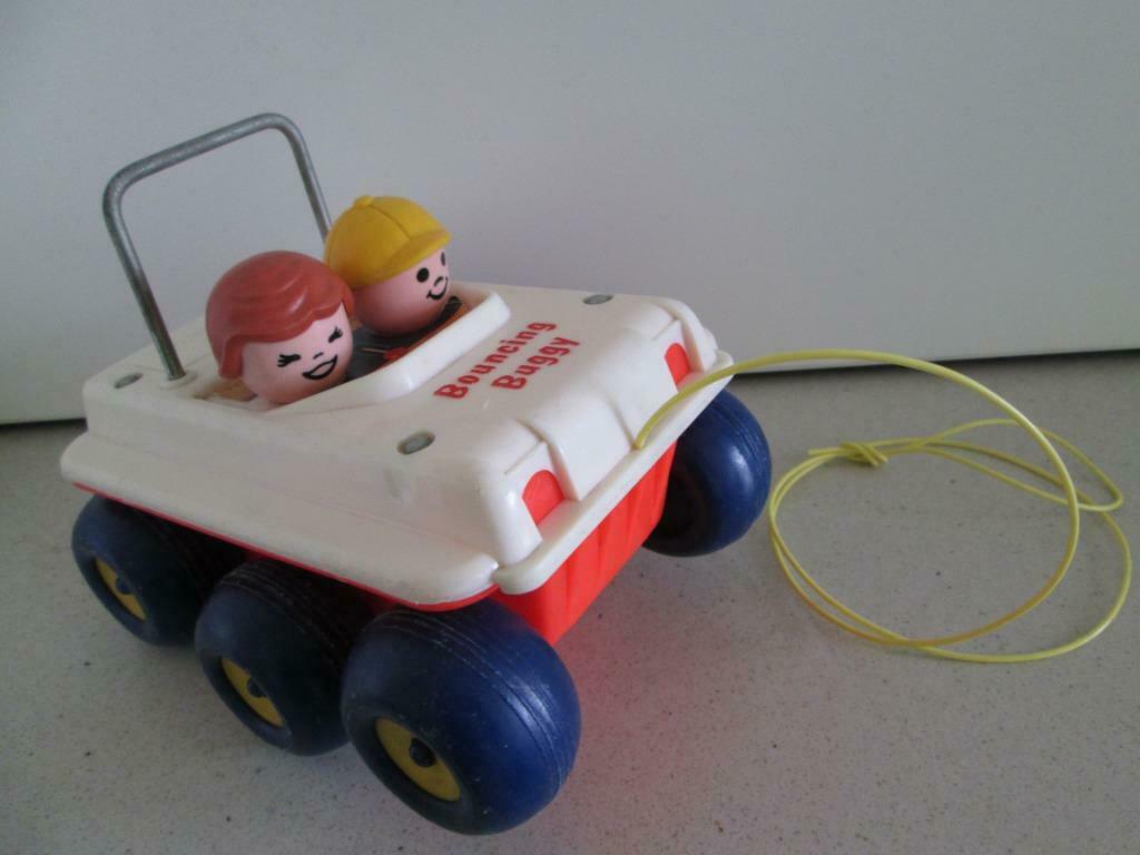 Fisher-Price; vintage nr 122 Bouncing Buggy van 1973, Ophalen of Verzenden, Gebruikt, Duw- of Trekspeelgoed, Met geluid
