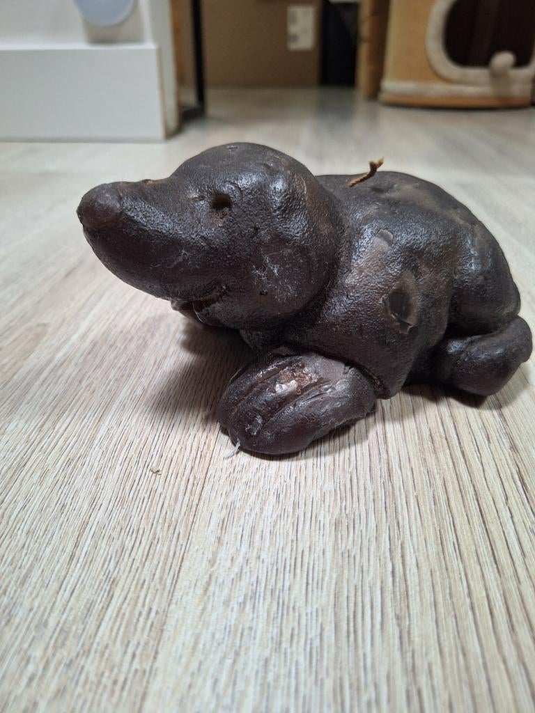 Bruine kaars in de vorm van een molletje, Ophalen of Verzenden, Zo goed als nieuw, Kaars