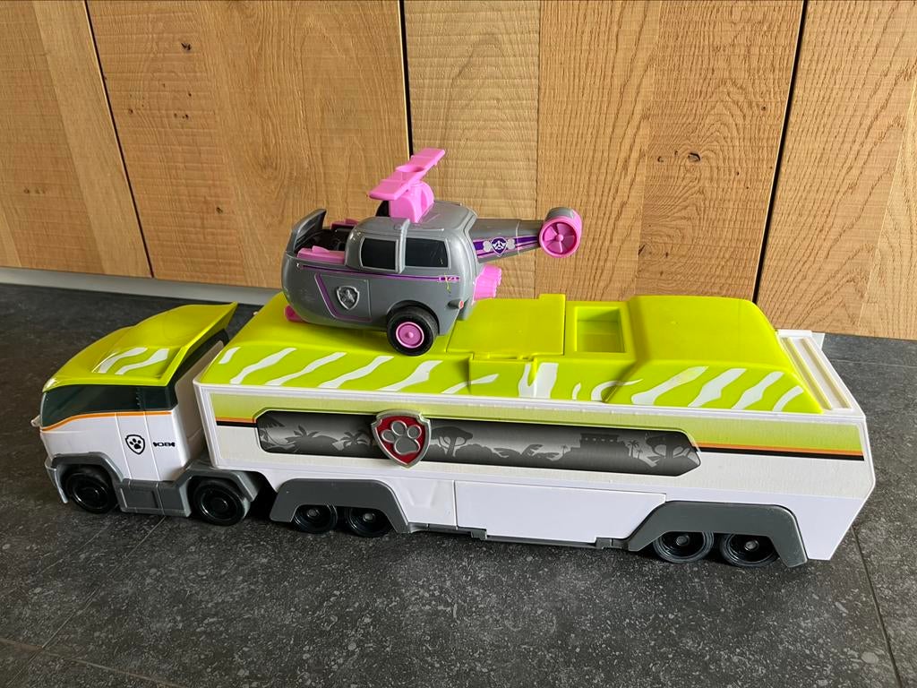 Groene paw patrol bus en helikopter Sky, Enlèvement, Utilisé