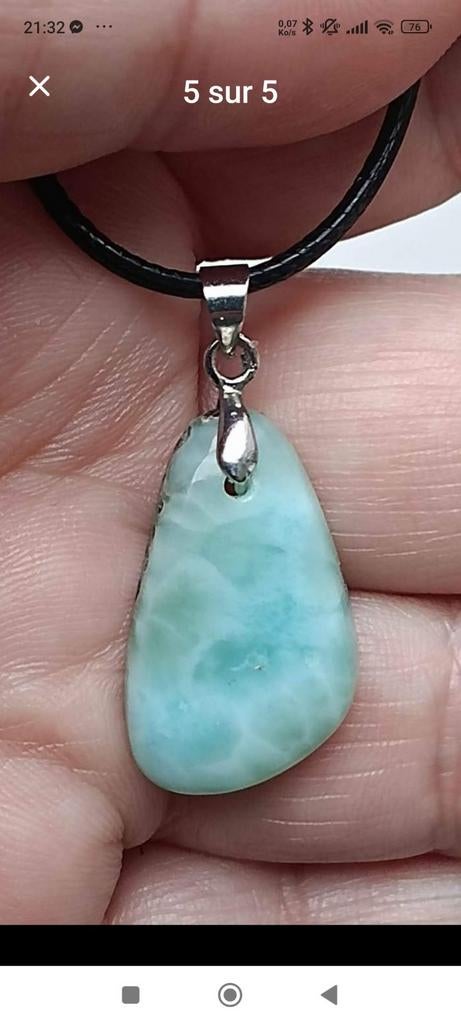 Larimar hanger uit de Dominicaanse Republiek, Ophalen of Verzenden, Nieuw, Steen of Mineraal, Met edelsteen