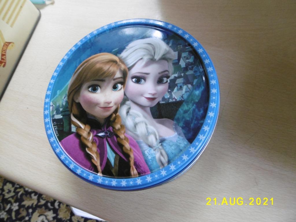 blikken, blik van frozen disney als nieuw rond, Verzamelen, Blikken, Ophalen of Verzenden, Zo goed als nieuw, Koek(jes), Overige merken