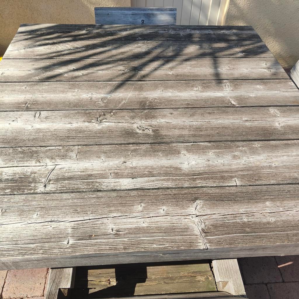 Stevige steigerhouten tafel, Tuin en Terras, Ophalen, Zo goed als nieuw