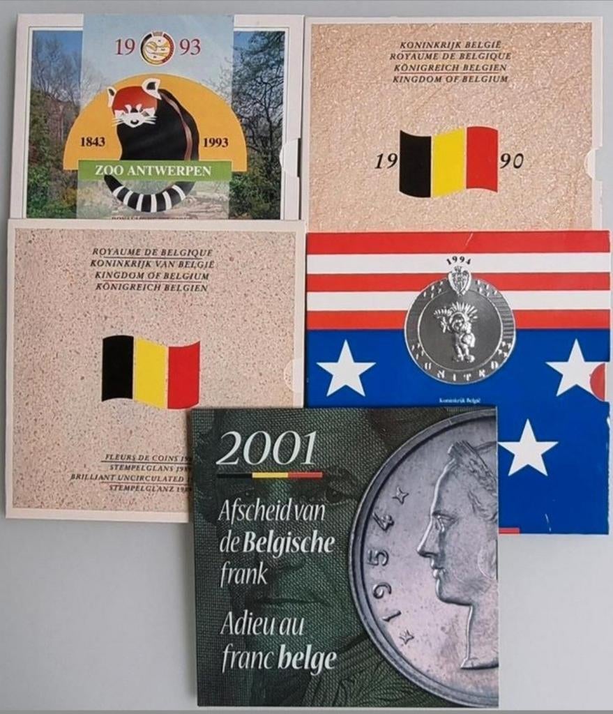 Belgique 5 Year Set (FDC ) 1989/1990/1993/1994/2001, Enlèvement ou Envoi