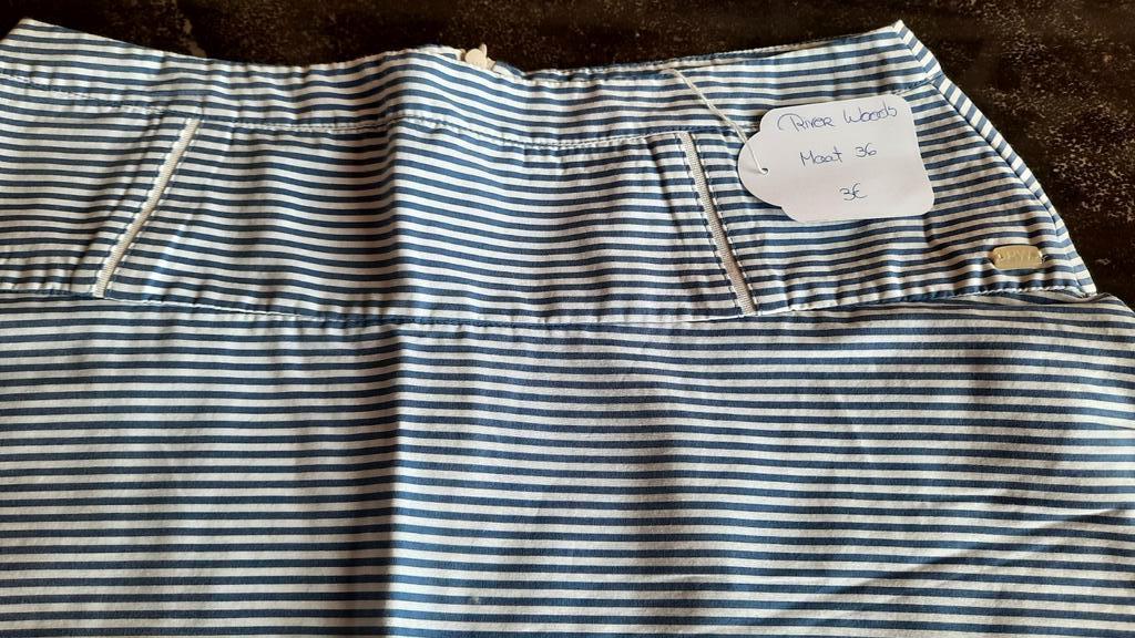 Blauw/wit gestreept rokje - maat 36 - merk River Woods, Kleding | Dames, Rokken, Blauw, River Woods, Ophalen of Verzenden, Zo goed als nieuw