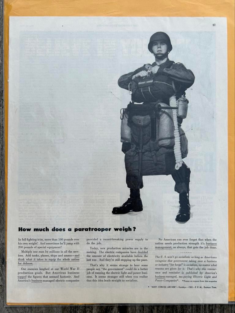 How much does a paratrooper weigh? US WW2 ad, Ophalen of Verzenden