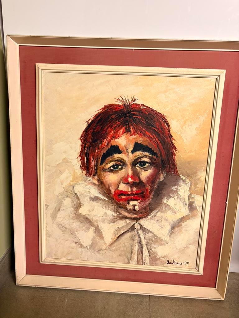 Schilderij clown 65 x 75cm, Enlèvement, Comme neuf, Peinture