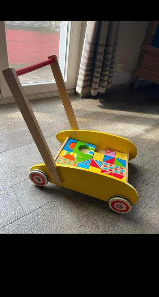 Loopwagen met bouwblokken, Ophalen, Zo goed als nieuw