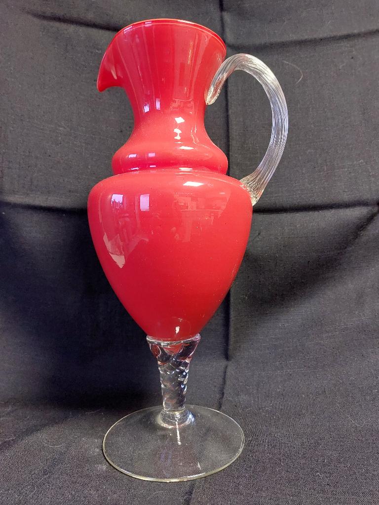ANCIENNE GRANDE CRUCHE OPALINE ROSE SAUMON, Enlèvement ou Envoi