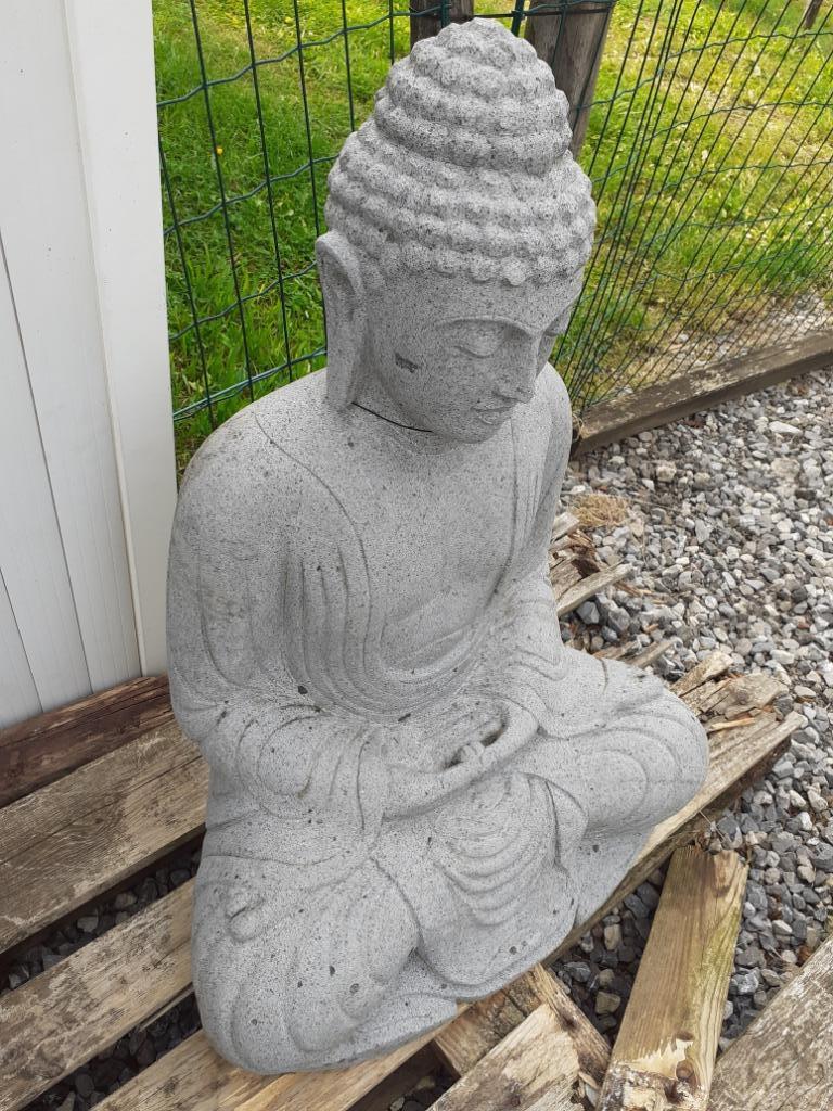 Grand bouddha à la méditation en pierre bleue, Jardin & Terrasse, Statues de jardin, Enlèvement, Pierre, Bouddha