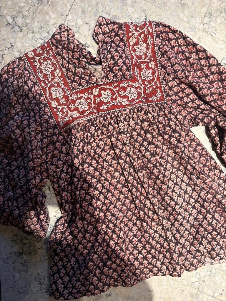 Made in India boho blouse katoen (S), Kleding | Dames, Blouses en Tunieken, Ophalen of Verzenden, Zo goed als nieuw