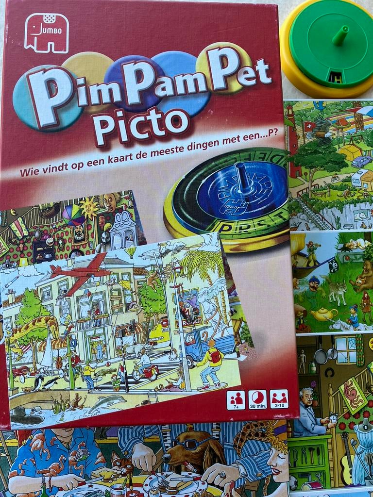 Gezelschapsspel Pim Pam Pet Picto., Hobby en Vrije tijd, Ophalen of Verzenden, Zo goed als nieuw