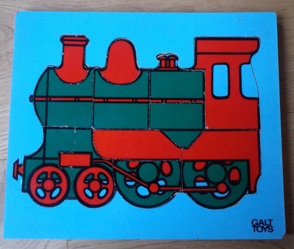 Puzzle Locomotive/Locomotief puzzel vintage - Galt Toys, Ophalen, 10 tot 50 stukjes, Gebruikt, Van hout