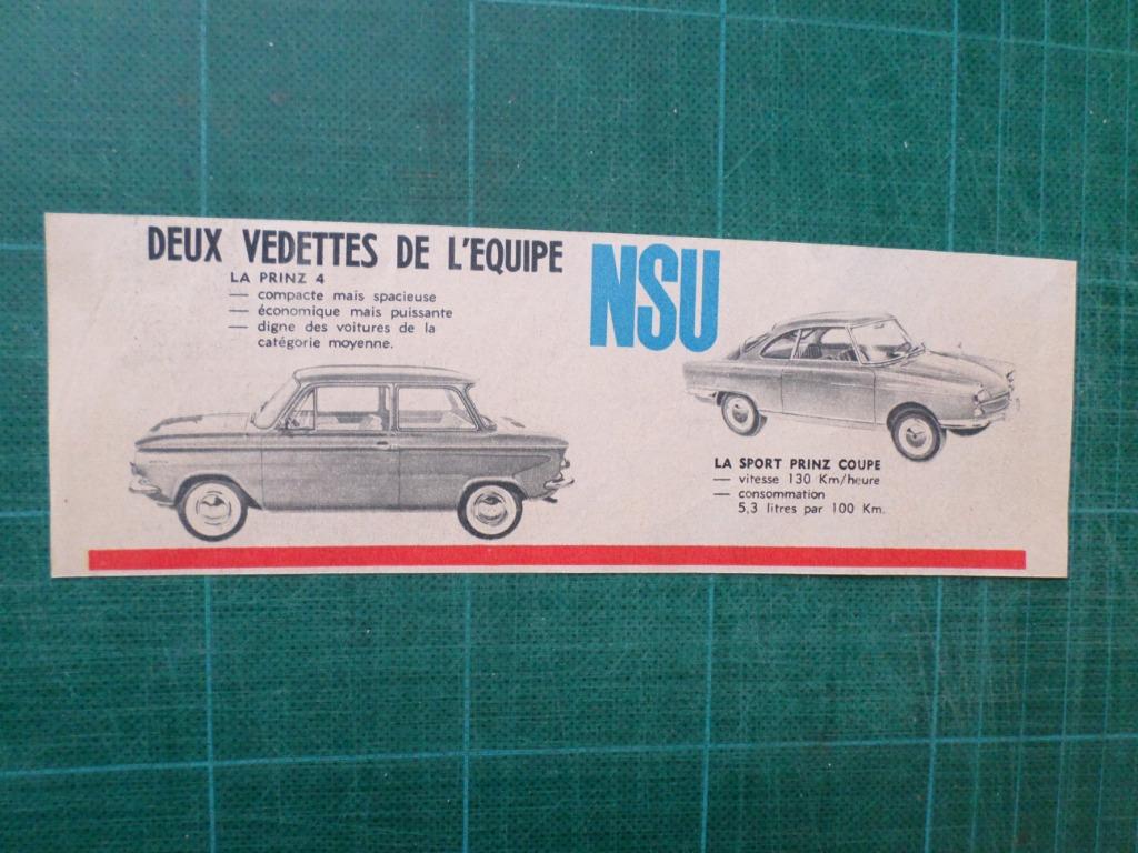 NSU - publicité papier - 1964, Enlèvement ou Envoi, Utilisé, Autres types