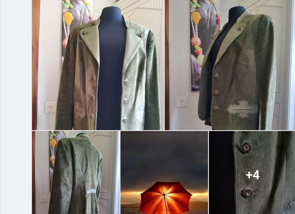 Veste blazer en cuir suédé, Enlèvement ou Envoi, Neuf, Taille 42/44 (L), Manteau