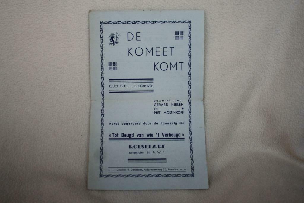 Folder : De komeet komt, kluchtspel in 3 bedrijven, Ophalen of Verzenden, Gelezen, Folder