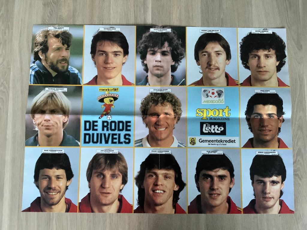 Poster Rode Duivels Mexico 1986, Ophalen of Verzenden, Zo goed als nieuw, Poster, Plaatje of Sticker