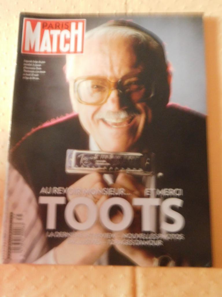 Paris Match : décès de Toots Thielemans., Enlèvement ou Envoi, Comme neuf, Musique, Cinéma ou TV