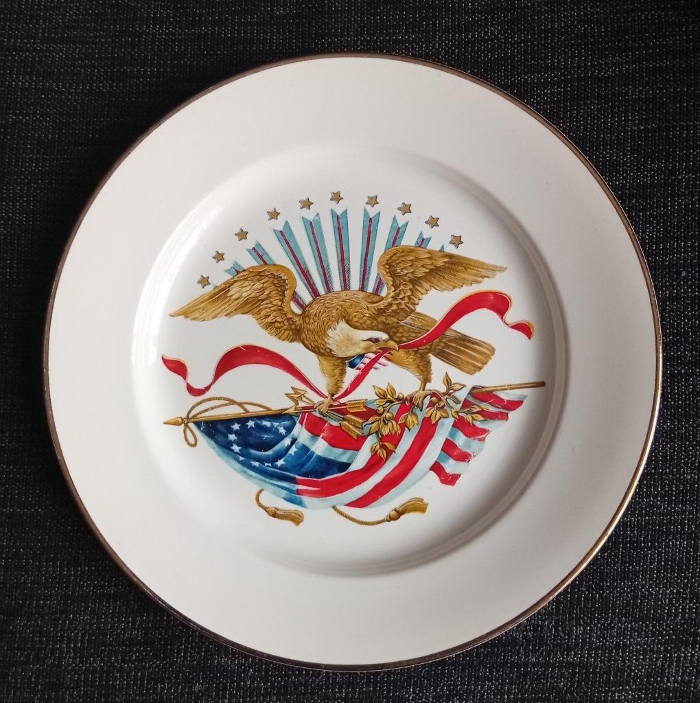 Assiette vintage en Chine patriotique américaine avec aigle, Enlèvement ou Envoi
