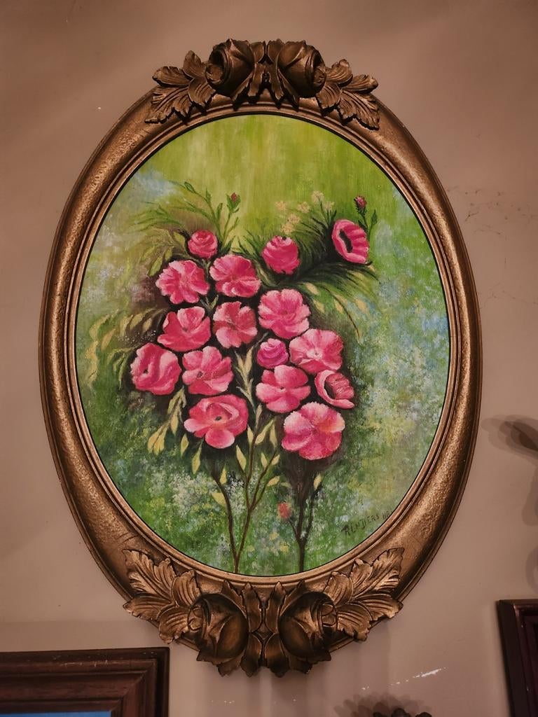 Zeer mooi schilderij in ovale kader., Ophalen