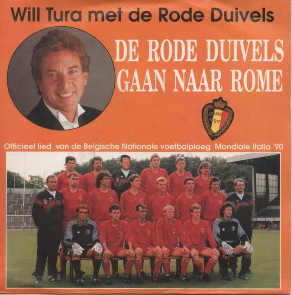 45t Will Tura - De rode duivels gaan naar Rome (Nieuwstaat), Cd's en Dvd's, Ophalen of Verzenden, Zo goed als nieuw, Nederlandstalig