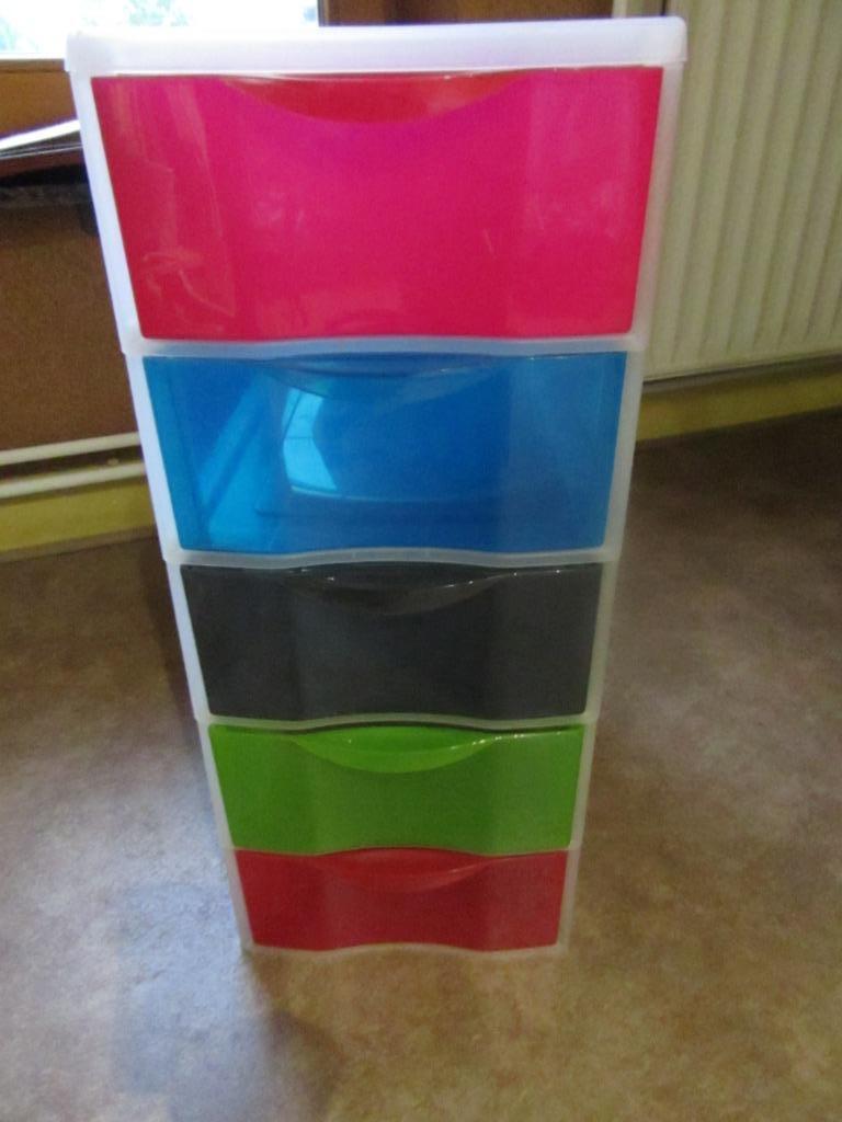 tour de rangement en plastique 5 tiroirs de couleur, Enlèvement, Utilisé