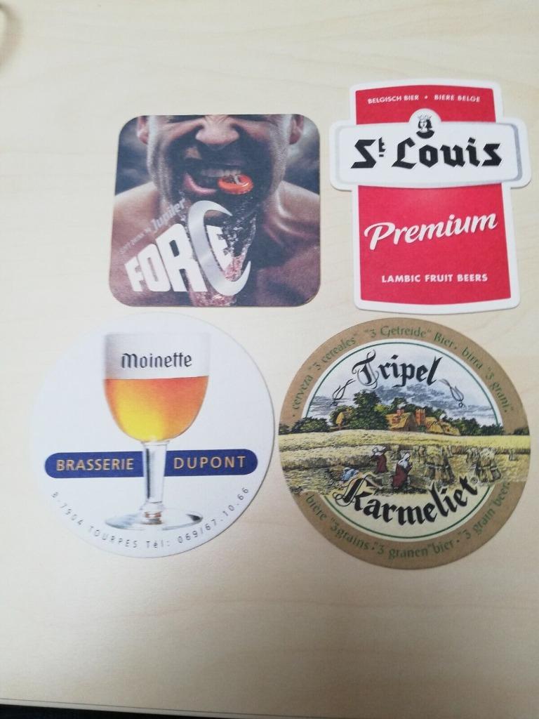 4 sous-bock caps bière bier viltje beer Jupiler Saint-Louis, Collections, Marques de bière, Enlèvement ou Envoi, Sous-bock, Jupiler