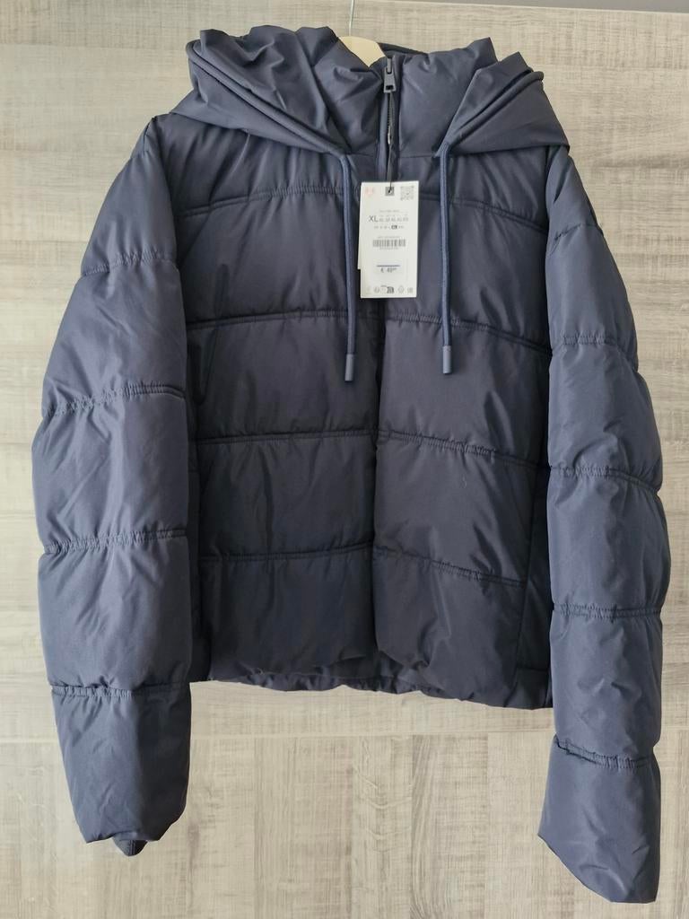 Blauwe winterjas merk Zara L/XL, Kleding | Dames, Jassen | Winter, Ophalen of Verzenden, Maat 42/44 (L)