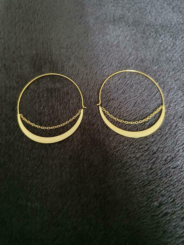Goudkleurige creolen in edelstaal, Ophalen of Verzenden, Nieuw, Goud, Hangers