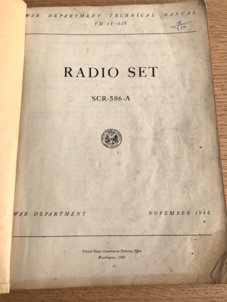 Kit radio manuel SCR-506-A, Envoi, Armée de terre, Livre ou Revue