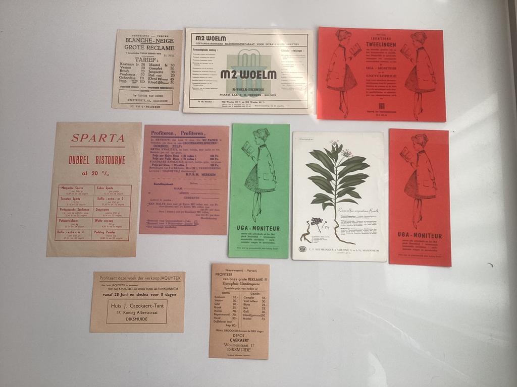 Lot van oude reclame folders/papieren., Ophalen of Verzenden