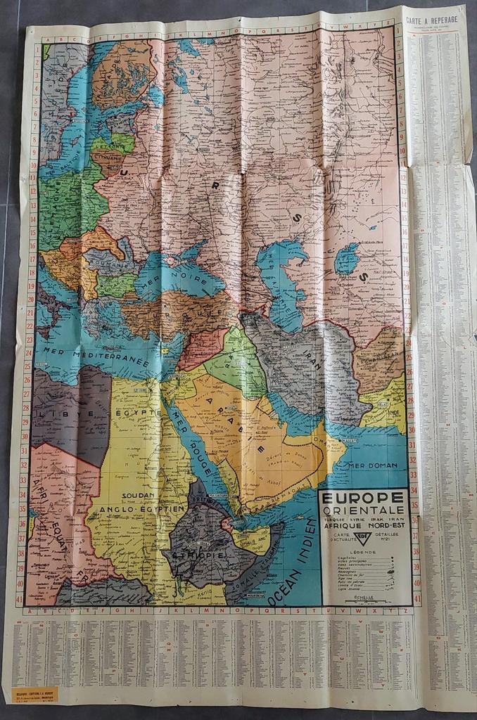 Oude Kaart Oost-Europa. Nr 21.Turkije,Syrië, Iran, enz, Boeken, Atlassen en Landkaarten, Ophalen of Verzenden, Gelezen