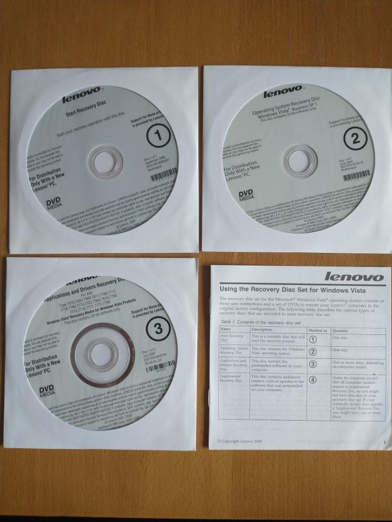 Lenovo Recovery - Driver disks ThinkCentre A58 Vista, Enlèvement ou Envoi
