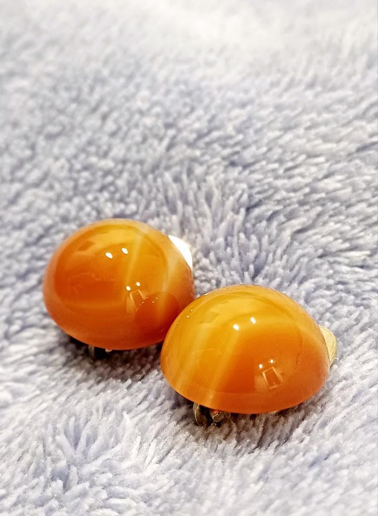 Zilveren knijp oorringen met agaat, Handtassen en Accessoires, Oorbellen, Ophalen of Verzenden, Zo goed als nieuw, Rood