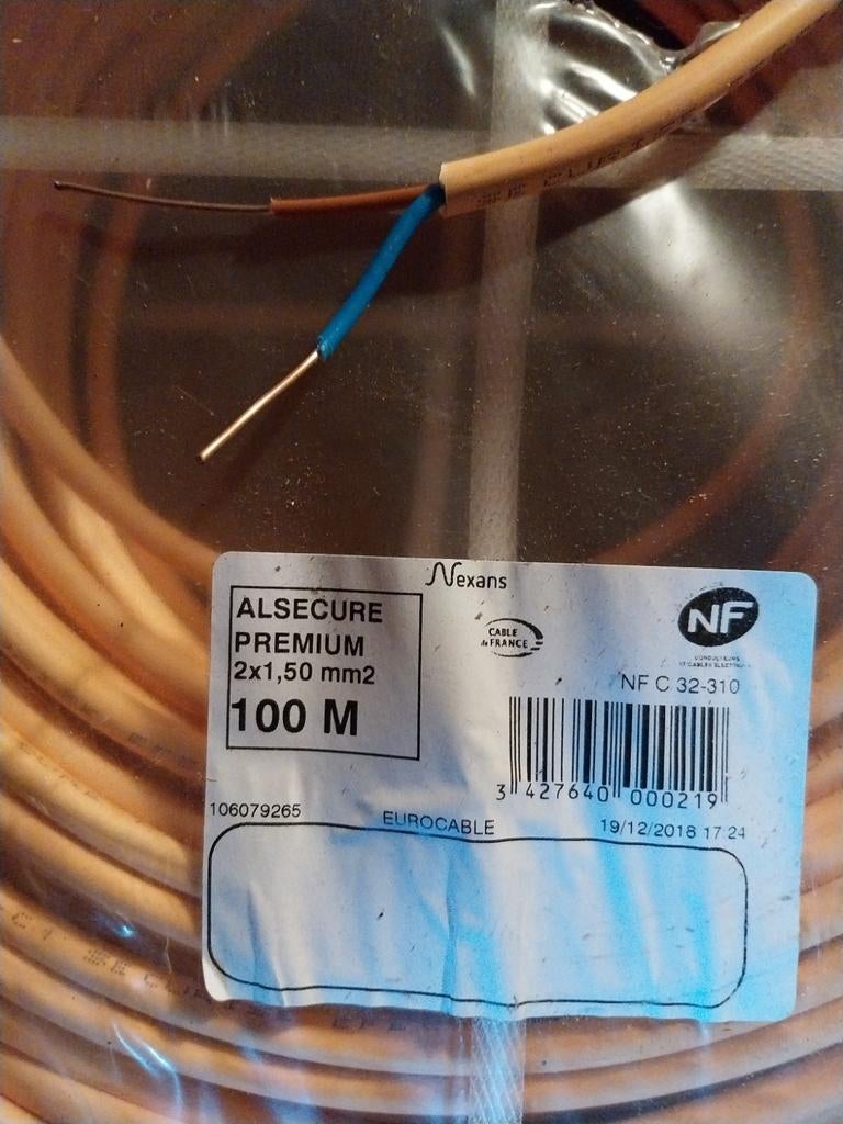 2x 1,50 mm2 draad oranje, Bricolage & Construction, Électricité & Câbles, Comme neuf, Câble ou Fil électrique, Enlèvement