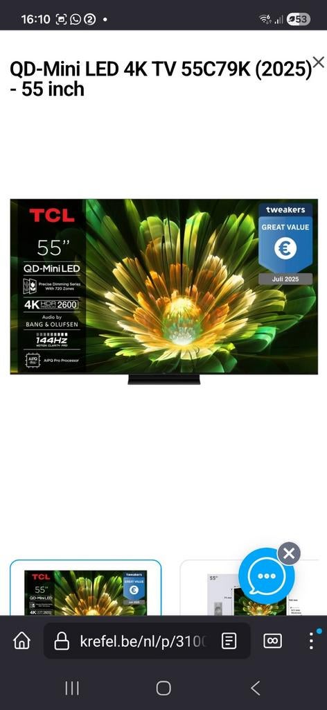 Téléviseur intelligent TCL, Enlèvement, LED, Smart TV