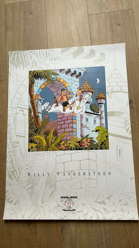 Vandersteen affiche eiland amoras 1992 eerste druk, Ophalen of Verzenden, Suske en Wiske, Zo goed als nieuw