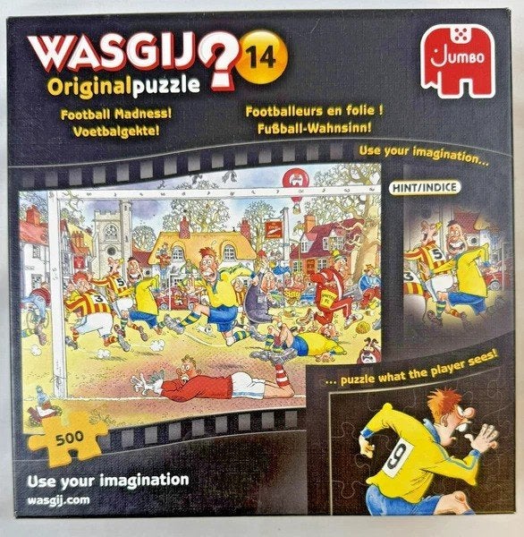 Puzzel Wasgij Original 14 Voetbalgekte 500 stukjes compleet, Verzenden, 500 t/m 1500 stukjes, Zo goed als nieuw, Legpuzzel