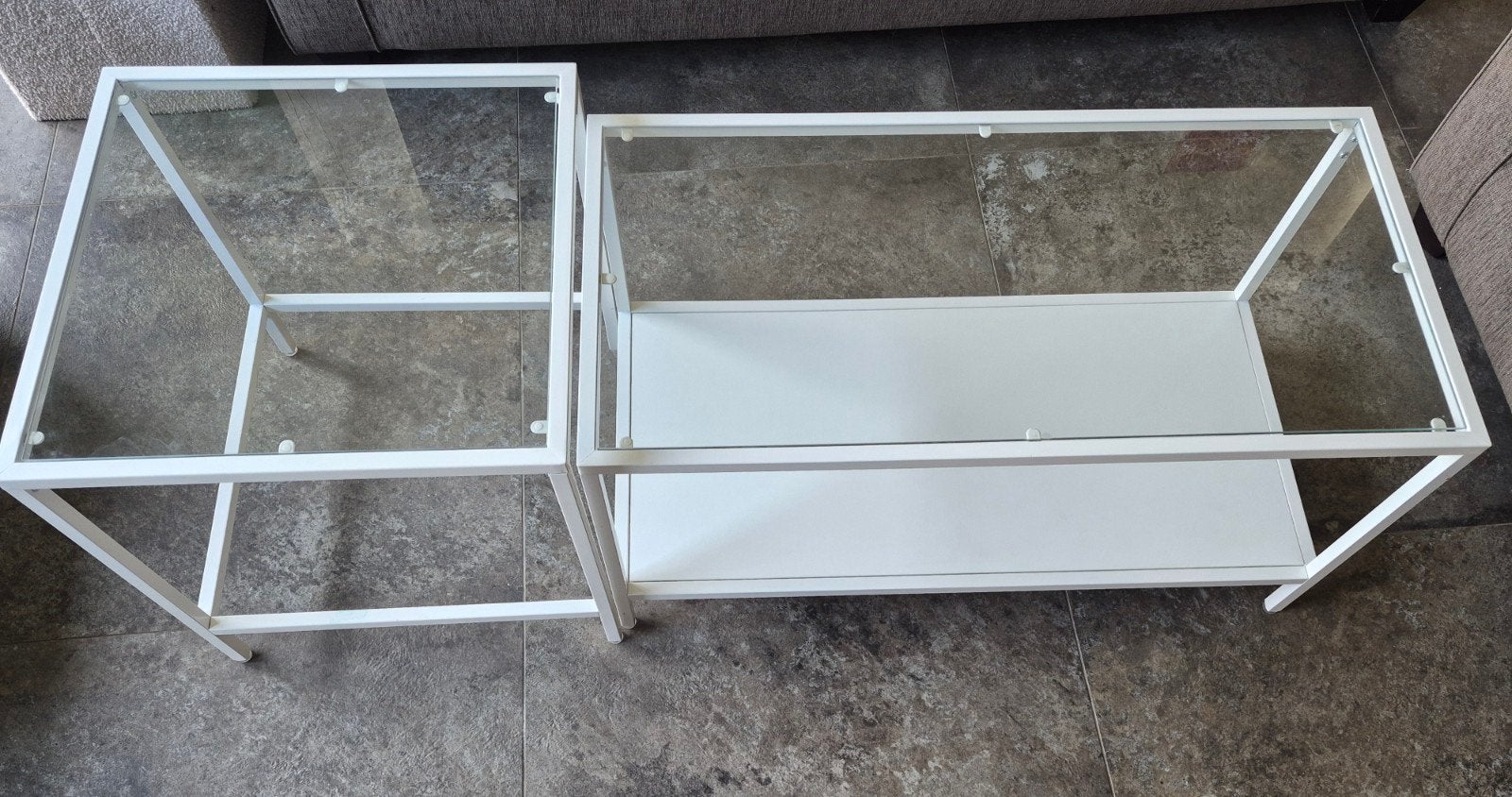 Salontafel 2 delen wit alu glas, Ophalen, Nieuw, Glas