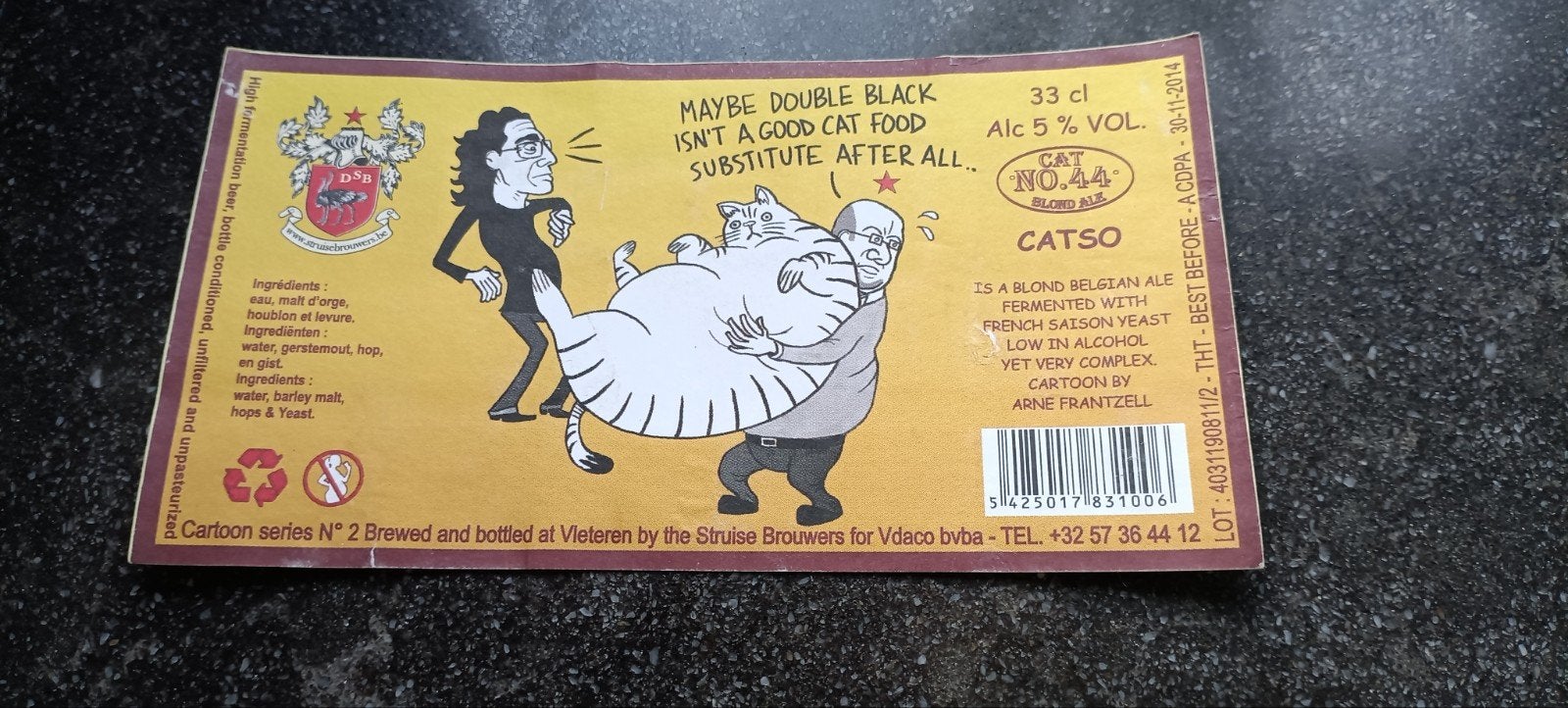 bieretiket catfood br de struise brouwers Vleteren, Ophalen of Verzenden